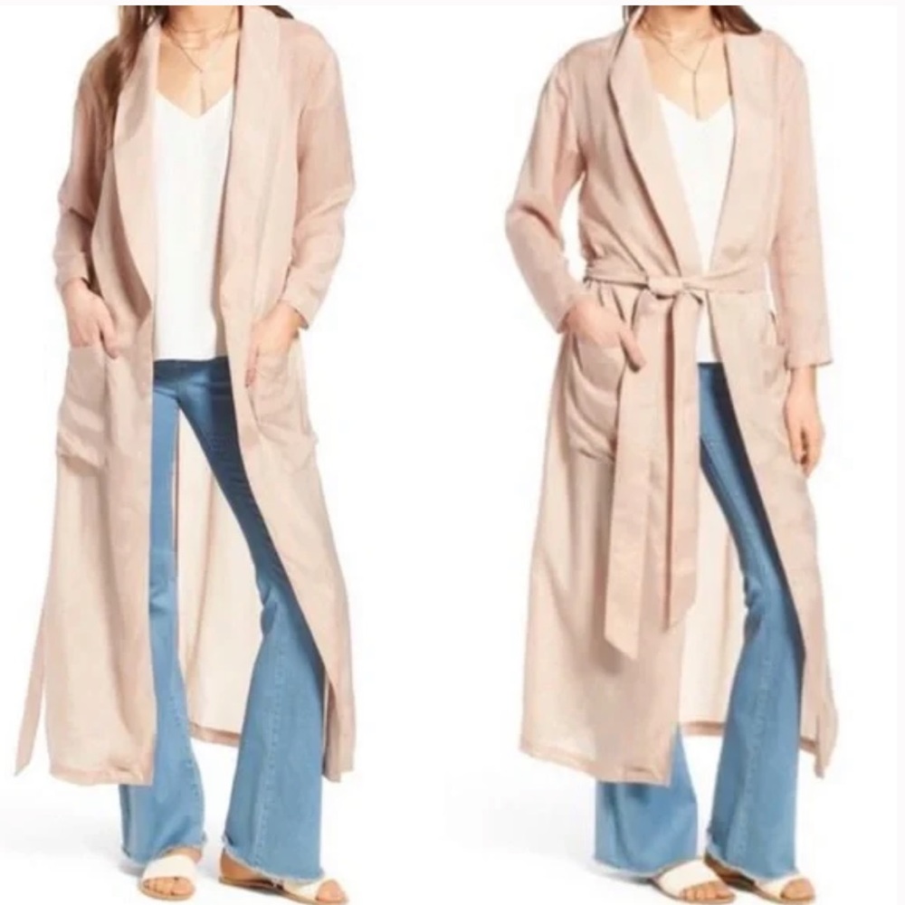 Trouvé pink trench duster long